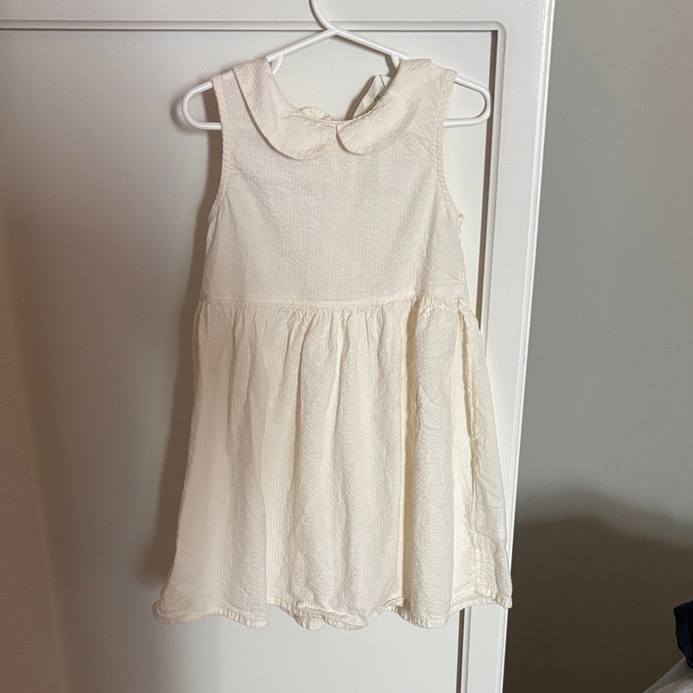 H&M Cream Textured Peter Pan Collar Dress